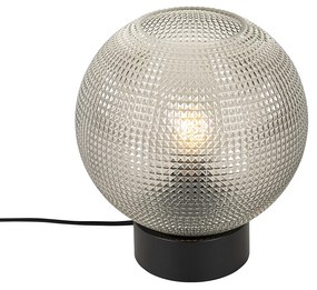 Lampa de masa de design neagra cu sticla fumurie - Chico