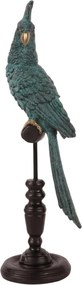 Statuetă decorativă din polirășină, albastru, papagal pe suport, 35 x 13 x 10 cm, „Perico”