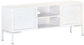 vidaXL Comodă TV, alb, 115x30x46 cm, lemn masiv de mango