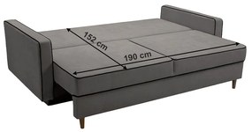 Canapea extensibilă, gri / negru, BERNIA