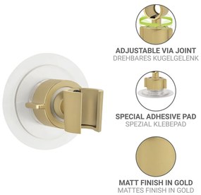 Suport pentru capul de duș auriu autoadeziv din plastic Libertà – Wenko