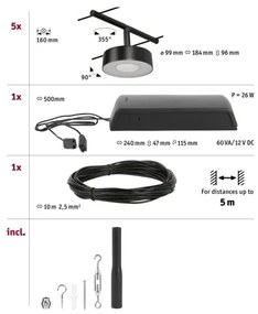 Paulmann 94479 - Set 5x LED 5W spot CIRCLE 230V negru