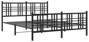 376345 vidaXL Cadru pat metalic cu tăblie de cap/picioare, negru, 160x200 cm