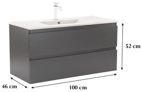Dulap inferior Vario Forte 100 cu lavoar antracit-antracit