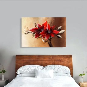 Tablou Canvas - Floral red 80 x 125 cm