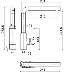 Novaservis - Baterie de chiuvetă NOBLESS SHARP, crom lucios