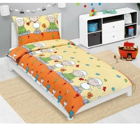 Bellatex Lenjerie de pat creponată pentru copii Oaie galben, 140 x 200, 70 x 90 cm