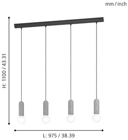 Eglo 39832 - Lustră pe cablu GIACONECCHIA 4xE27/40W/230V