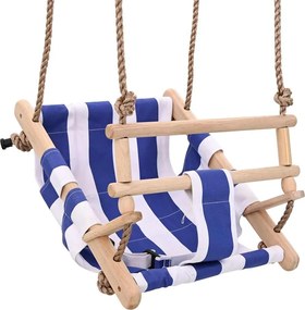 vidaXL Leagăn bebeluș cu centură siguranță, albastru, bumbac, lemn