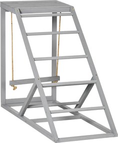 PawHut Bârna din lemn pentru găini, loc de joacă din lemn pentru găini cu leagăn, scară, platformă, 96 x 40 x 71 cm, gri | Aosom Romania