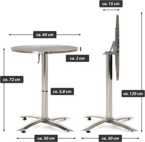 Set de grădină cu masă bistro și 2 scaune stivuibile, gri