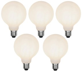 Set 5 becuri E27 Lampă LED reglabilă în 3 trepte G95 sticlă mată 5W 550 lm 2700K