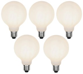 Set de 5 becuri LED E27 G95 mate, cu reglare în 3 trepte, 5W 550 lm 2700K