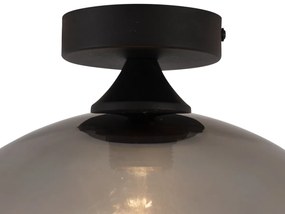 Plafonieră Art Deco neagră cu sticlă fumurie - Sandra