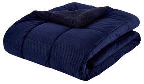Cuvertură albastru-închis matlasată din micropluș pentru pat dublu 200x220 cm Cosy Cord – Catherine Lansfield