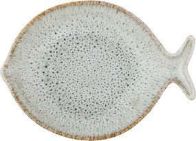 Platou de servire din ceramică artizanală natur în formă de pește, 27×20,5×4 cm, „Fleur"