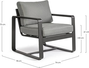 Fotoliu de grădină gri din metal Merrigan – Bizzotto