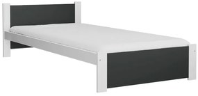 Pat de o persoana IKAROS 90 x 200 cm, antracit/alb Saltele: Fara saltea, Somiera pat: Cu lamele curbate