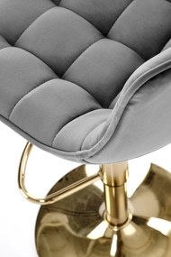 Scaun de bar H120 velvet gri/gold