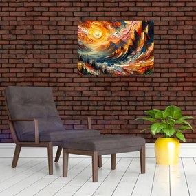 Tablou pe sticlă - Munte acoperit de soare (70x50 cm)