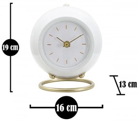 Ceas decorativ de masa alb din metal si plastic, 16x13x19 cm, Ball Mauro Ferretti