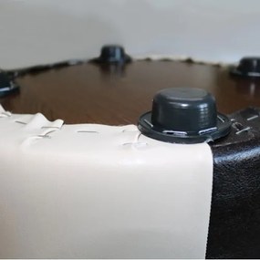 Taburet Tub Piele Bej-Wenge, 33 x 41 cm
