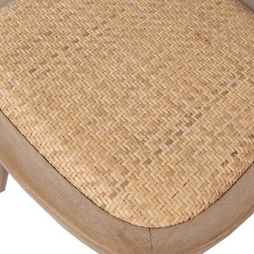 Scaun dining din lemn masiv și răchită, maro, cu spătar în X prins în șuruburi și șezut împletit, finisaj natur, 88 x 42 x 44 cm, „Odile”