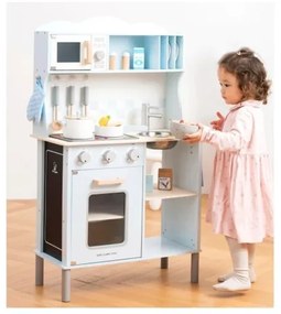 Bucătărie din lemn cu accesorii New Classic Toys albastru deschis