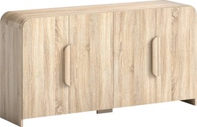 HOMCOM Comodă pentru Bucătărie, Mobilă cu Uși Soft-Close, Colțuri Rotunjite, Rafturi Reglabile, Stil Modern, Comodă pentru Living, Sufragerie, 157,4x39x82cm, Lemn Natural | Aosom Romania