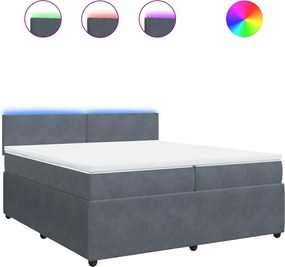 vidaXL Pat box spring cu saltea, gri închis, 200x200 cm, catifea