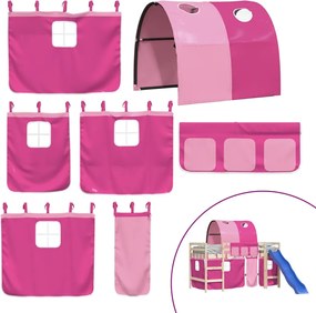 vidaXL Perdele pentru pat etajat cu turn, roz, poliester