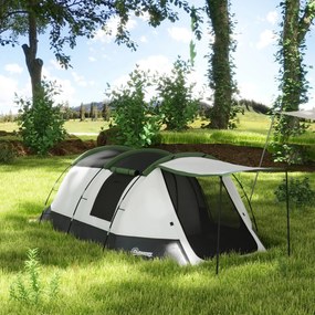 Outsunny Cort de camping familial 3-4 pers. - cort tunel cu foișor impermeabil 3000 mm ușor de ventilat | Aosom Romania