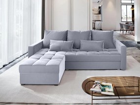 OFERTA Canapea extensibila de colt ZENOVA gri deschis 220x140 cm, reversibila calitatea II