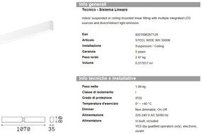 Lustra liniara cu lumina directa si indirecta STEEL WIDE White 3000K