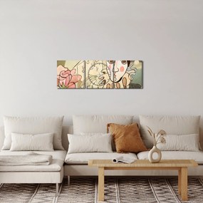 Tablou - Cubismul - arlechin și trandafir (cu ceas) (90x30 cm)