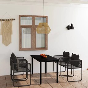 Set de mobilier pentru gradina, 5 piese, negru Lungime masa 140 cm, 5