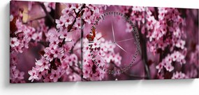 Tablou - Sakura roz (cu ceas) (90x30 cm)