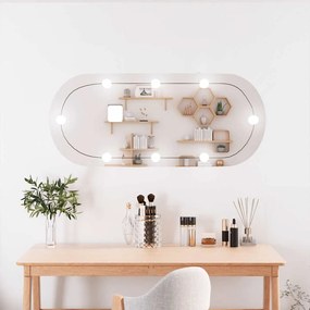 vidaXL Oglindă de perete cu lumini LED 25x60 cm oval sticlă