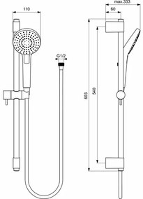 Set de dus Ideal Standard IdealRain EvoJet Round cu para dus 110 mm, bara 600 mm