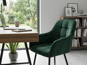 Fotoliu de sufragerie MARLEN VELVET verde inchis cu picioare negre