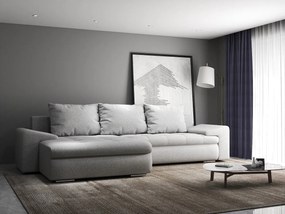 Colțar extensibil dumonde cu ladă de depozitare si sezut confortabil din spuma high-density, Leonardo Euphoria Dove 260x185 cm