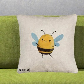 Perna Decorativa Buburuza pe Trifoi cu Patru Foi, 40x40 cm, Bej Canapea, Husa Detasabila, Perna Inclusa, BEKZ®