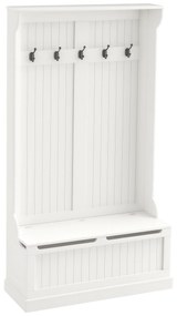 HOMCOM Mobilier de intrare cu banc cuier 3 în 1, 5 cârlige, banc de depozitare pentru sufragerie, coridor 96 x 34 x 179,7 cm crem | Aosom Romania