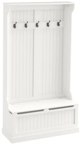 HOMCOM Mobilier de intrare cu banc cuier 3 în 1, 5 cârlige, banc de depozitare pentru sufragerie, coridor 96 x 34 x 179,7 cm crem | Aosom Romania