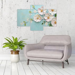 Tablou - Flori pe fundal albastru (90x60 cm)