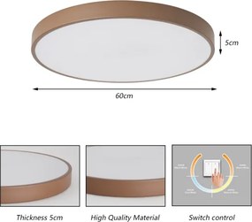 Brilagi - Plafonieră LED POOL, 60 W, 230 V, 3000/4000/6000 K, Ø 60 cm, maro