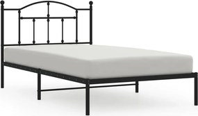 vidaXL Cadru de pat din metal cu tăblie, negru, 107x203 cm