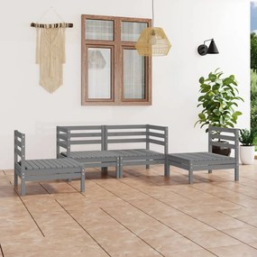 3082524 vidaXL Set mobilier de grădină, 4 piese, gri, lemn masiv de pin