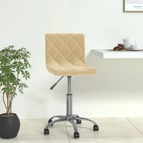 333741 vidaXL Scaun de bucătărie pivotant, crem, catifea