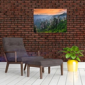 Tablou pe sticlă - Parcul forestier național Zhangjiajie (70x50 cm)
